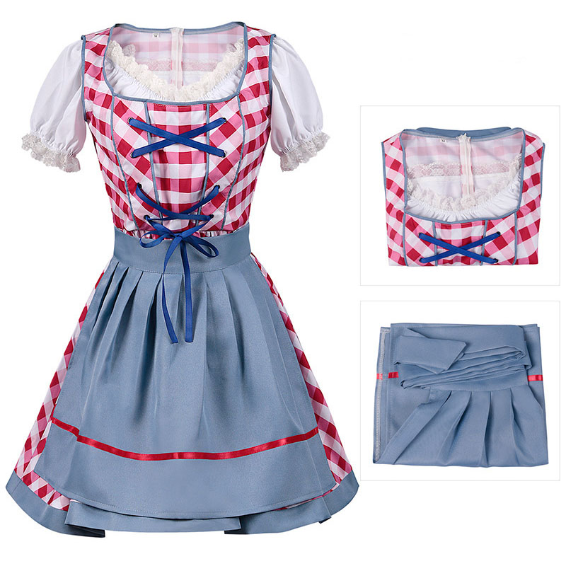 Felnőtt Oktoberfest Dirndl szobalány ruha köténnyel