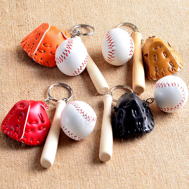 Baseball denevér denevér denevér baseball kesztyű mini kulcstartó