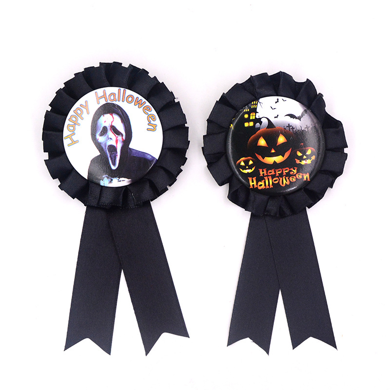 Halloween szalag virág rozetta jelvény