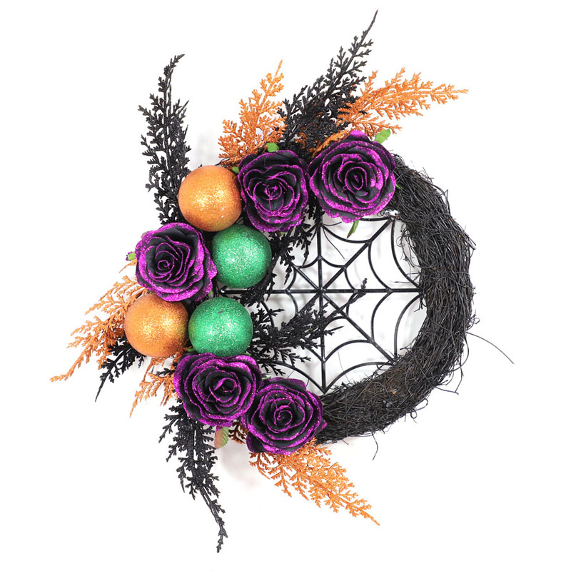 Halloween koszorú LED lámpás dekoráció