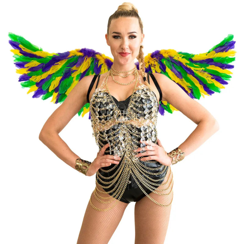 Mardi Gras Mix Colors Pulyka Ruff Boa és Party Wings