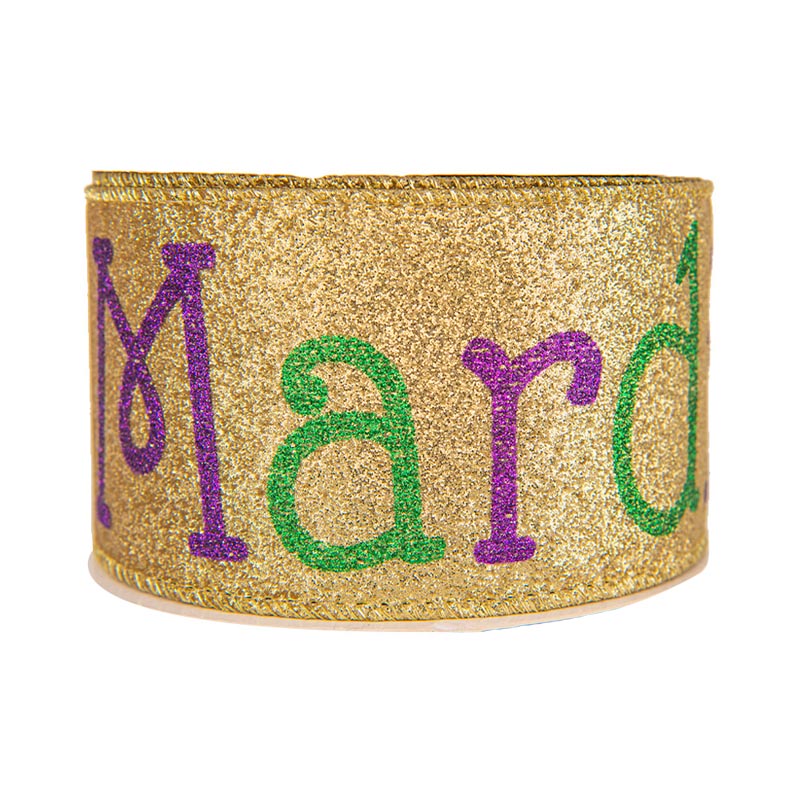 Mardi Gras Ribbon Wired Edge Szatén