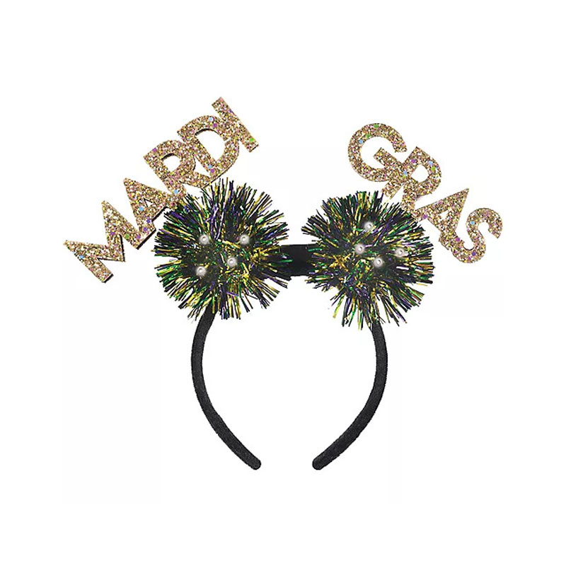 Mardi gras szavak csillog a fejpánt