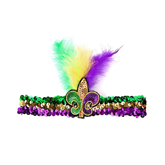 Fleur De Lis rátétes tollas Mardi Gras flitteres fejpánt