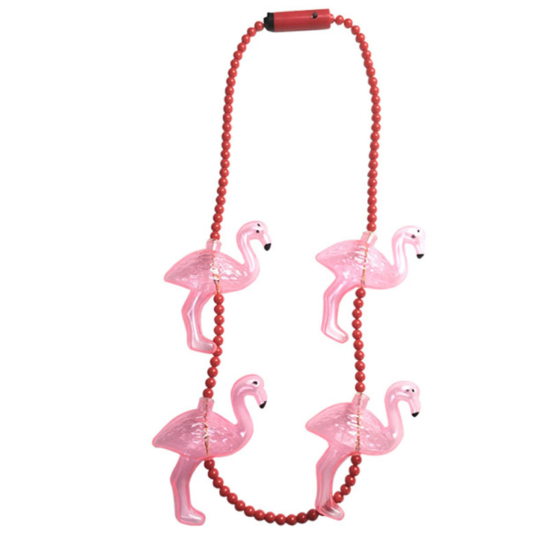 Rózsaszín flamingo party kellékek LED villogó nyaklánc