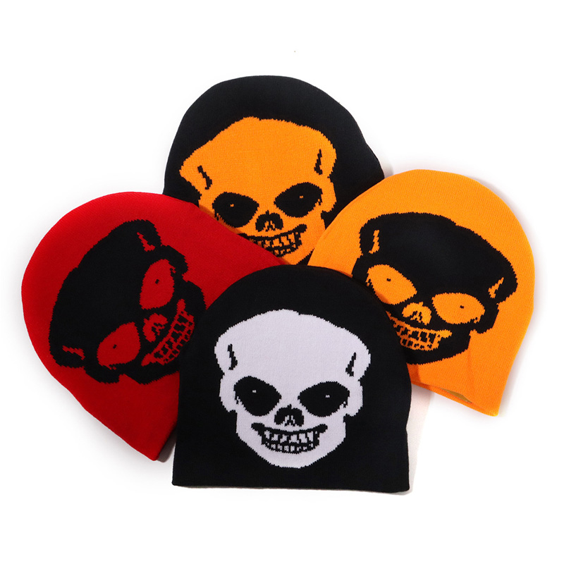 Meleg Halloween koponya Jacquard kötött sapka kalap